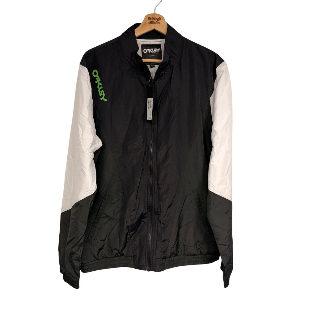 NWT Oakley Nylon Track Jacket Blackout Colorblock Windbreaker Men's SZ LARGE NEW - Picture 3 of 8
